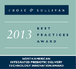 Frost and Sullivan's 2013 North American Integrated Prebiotic Delivery Technology Innovation Award